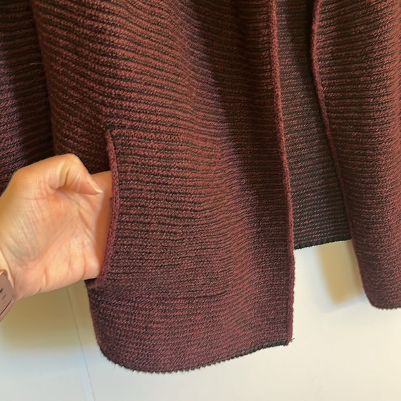 J. Jill purejill Long Line Open Front Cardigan Sweater Size XS Purple Black - Picture 2 of 8